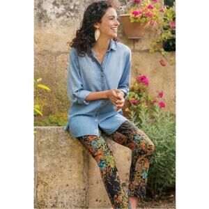Soft Surroundings In Bloom Floral Ankle Pull on Pants